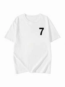 Women's Loose Fit Round Neck T-Shirt With Digital And English Print, Versatile For Spring/Summer - White - View 2