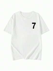 Women's Loose Fit Round Neck Cotton T-Shirt With Digital And English Print, Versatile For Spring/Summer