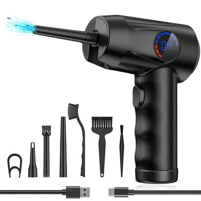 压缩空气除尘器，电动空气除尘器，快速充电，51000 RPM 4 速无绳鼓风机，带 LCD 显示屏，便携式内置 LED 灯空气除尘器，适用于电脑键盘清洁器无绳空气除尘器，可替代压缩空气罐