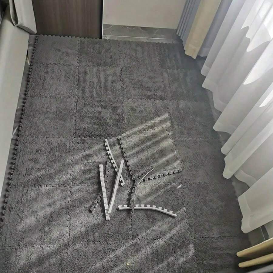 6/12 szt. zmywalnych pluszowych mat układanek, dywan do sypialni, pokoju w akademiku, salonu, kuchni, łazienki