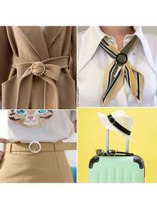 18 piezas Clips para cuello de camisas de mujer, clips para corbatas o anillos de camiseta, clips para lazos de bufanda adecuados para ropa suelta, clips metálicos redondos de moda con botón anudado en la esquina para camisas - Multicolor - Ver 8