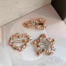 Floral Embroidered Hair Clips, Pink Water Drop BB Clips, Hair Accessories For Beach, Campus, Commute, Party, Boho Outfit Hair Claws Claw Clips Hair Jaw Clip Hair Clamps Hair Clutch Hair Catcher Clip