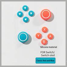 1 Set Soft Colorful Button Stickers + Joystick Cap Cover Set, Non-Slip, Compatible With Switch/Switch OLED Controller - Multicolor - View 6