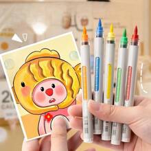Straight Liquid Soft Tip Acrylic Marker Pen Set, 12/24/36/48 Colors, Student Stationery, Waterproof And Stackable, Stackable Art Brushes, Hobby Class Painting Watercolor Pens, Graffiti Painting Soft Brushes, Suitable For Painting Shoes, Glass, Ceramics, Cloth, Wood, Stone, Plastic, Paper, Etc.Stationery,School Supplies Back To School
