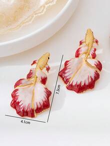 1 Pair Red Wedding Dress Ruffle Design Resin Goldfish Earrings - Betta Fish Earrings - View 6