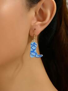 1 Pair Fashionable Western Cowboy Boot Design Dangle Earrings, Suitable For Daily Wear