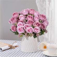 1/3 piezas Flores artificiales de seda, plantas falsas, decoración para el hogar, comedor, sala de estar, jardín exterior, regalos para el Día de la Madre, regalos de cumpleaños, regalos de temporada de graduación, temporada de bodas, el arte de insertar flores, accesorios de fotografía, otoño, primavera, jarrón, pared de flores, corona de flores, ramo de novia, decoración de boda, materiales DIY para corona de flores, materiales de decoración para fiesta de cumpleaños, accesorios de decoración del hogar, Día de San Valentín. - Rojo arena - Ver 7