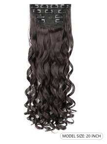 Clip In Hair Extensions, 20 Inch Long Wavy 4PCS Hair Extensions Natural Soft Synthetic Fiber High Temperature Heat Resistance Clip In Hairpieces For Women Weddings Party Daily Use