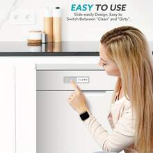 1个磁性洗碗机清洁剂贴纸，强力磁铁，不刮伤，易于读取和滑动，厨房装饰，冰箱贴纸，洗碗机装饰 - 銀色 - 查看 3