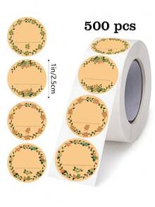 500pcs/Roll Brown Kraft Paper Handmade Thank You Self-Adhesive Stickers, Writable, Suitable For Handmade Baking, Envelope Sealing, Crafts, Gift Bags, DIY Decoration, Birthday, Wedding Decor, PVC Durable Adhesive, Highly Recommended For Small Business Owners, Back To School - Multicolor - View 9