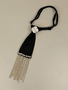 1件装女士朋克风奢华系带可拆卸领子，原创创意设计，百搭优雅休闲时尚，适合圣诞装饰的新款连衣裙