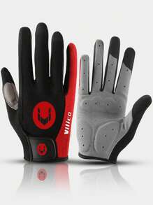 1 Pair Of Black, Blue, And Red Riding Gloves For Men'S Summer New Product, Shock-Absorbing, Outdoor Sports Bike Specific, Wear-Resistant, Sun Resistant, And Women'S Running Gloves