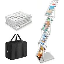 SUNDOY Portable A4 Brochure Display Stand 4-Pocket Folding Magazine Rack For Trade Shows Exhibitions Offices And Events White-4-Floor - White-4-floor1 - View 1