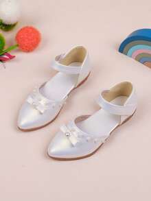 Girls' Hollow Bowknot Pearl Soft Sole Princess Ballet Dance Shoes, Suitable For Spring And Summer - White - View 1