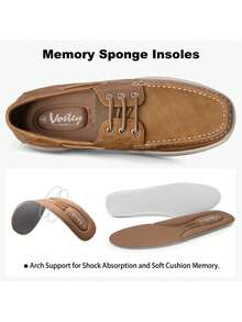 SHOESMALL Men's Loafers Slip-Ons 3-Eye Boat Tan Shoes Comfortable Slip On Stylish Casual Loafers Deck For Men - Camel - View 10