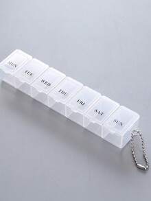 7-Day Portable Pill Box, Large Capacity Mini 7-Compartment English Weekly Medication Organizer - Multicolor - View 12