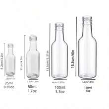 Paquete de 25, Mini botellas de licor, 0.83oz 1.7oz 3.3oz Botellas pequeñas vacías de plástico con tapas de rosca, botellas para shots, envases para bebidas, botellas de vino reutilizables, botellas de espíritu vacías, botellas de jugo, botellas de alcohol, botellas de salsa para bodas, fiestas, suministros para fiestas de Navidad, accesorios portátiles de almacenamiento