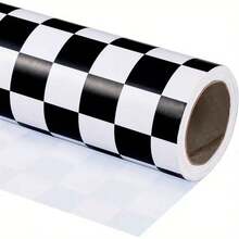 1pc Checkered Flag Wrapping Paper Roll, Mini Roll 17 Inch X 33 Feet, Checkered Color Paper Gift Wrapping Paper, Racing Wrapping Paper, Birthday Car Wrapping Paper, Suitable For Racing Party, Birthday Party, Mini Roll,Valentine's Day - Black and White - View 13