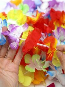 12/5/1pc Colorful Artificial Flower Garland Set, Hawaiian Garland Bracelet, Garland Bulk Fake Flower Necklace, Tropical Garland Headband For Summer Beach Pool Decor, Holiday Party Decor, Wedding Decor, Family Party Decor, Hula Party Decor, Graduation Party, Prom Decor