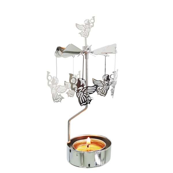Home Decoration Festival Angel Metal Rotary Candle Holder Stainless Steel