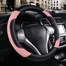 1 pieza Funda de volante de cuero para coche, protector de volante antideslizante de cuero de microfibra transpirable, ajuste universal para la mayoría de los coches - Unitalla - Ver 18