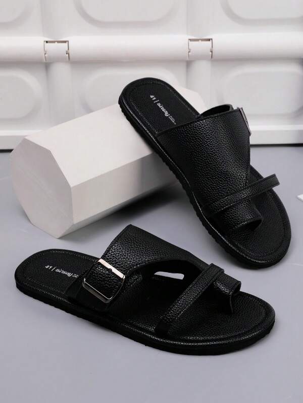 Comfortable Non-Slip Flat Beach Casual Sandals Leather Toe Strap Men's Shoes Indoor Slippers - Men's Sandals
