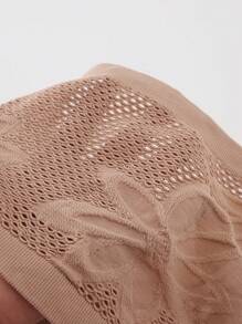Set de 3 piezas de ropa interior de mujer con diseños de plisado, estampado, calado y rejilla, sujetador bandeau de unicolor