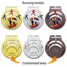 1pc Customized Sports Medal, 8 Sport Patterns To Choose From Including Basketball, Football, Table Tennis, Badminton, Volleyball, Swimming, Martial Arts, Running, Personalize The Back With Competition Details, Suitable For Sports Meets, Club Events, Competitions, And Gifts For Athletic Friends