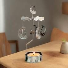 高品质烛台不锈钢材质旋转茶灯家居装饰节日礼物 - 銀色 - 查看 7