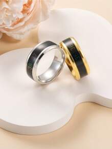 1 pieza Anillo de temperatura inteligente y elegante de acero inoxidable con cambio de color sensible a la temperatura, anillo de estado de ánimo dinámico, joya de regalo para Navidad y San Valentín para hombres y mujeres