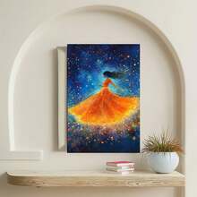 1 pieza Impresión de arte en lienzo con mujer vistiendo un hermoso vestido amarillo enmarcado en madera - Decoración de pared para el hogar, adecuado como regalo para amigos y familiares, arte de pared en lienzo para la decoración del dormitorio, bar, oficina - Beis - Ver 6