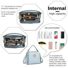 Women's PU Leather Shoulder Bag – Elegant Crossbody Satchel With Top Handle, Oriental Emblem & Zip Closure – Ideal For Daily Use, Work, School, Shopping, Travel Or As A Gift - Blue - View 5