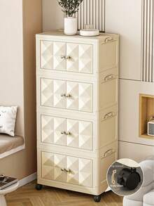 1 tủ lưu trữ gấp rộng 45cm, có thể lựa chọn 1-5 tầng, tủ lưu trữ hai cửa dày, giá lưu trữ gia đình độc lập, sắp xếp quần áo và đồ chơi trẻ em, tủ lưu trữ gấp bằng nhựa - kem - Xem 7