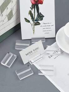 亚克力签名桌座位卡布置透明卡槽底座明信片婚卡架桌号牌架，透明亚克力卡槽底座明信片卡架婚卡架桌号牌桌卡展示架。