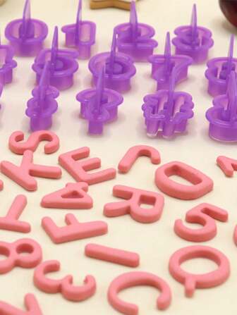 40pcs Baking Tool Symbols Fondant Cake Decoration Printing Mold Letter Number Simulation Cookie Mold