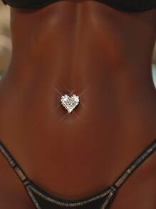 2 Peças Conjunto Elegante e Luxuoso Adesivo de Strass em Formato de Coração Para Umbigo, Cobertura de Mamilo Sexy de Strass, Joia de Decote, Adequado Para Encontros