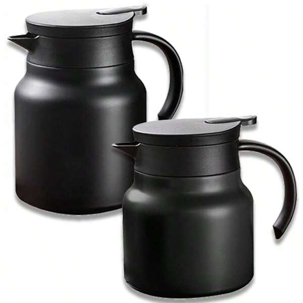 Schwarzer Edelstahl Vakuum Topf, Thermotasse für den Heimgebrauch, Büro Kaffeekanne, tragbare Wasserflasche 800/1000ml