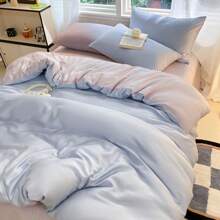 Juego de ropa de cama de 3 piezas con funda de edredón de estilo minimalista lavado de seda, 1 funda de edredón + 2 fundas de almohada (sin relleno), fresco pero no helado, sedoso y suave, adecuado para dormir desnudo, lavable a máquina, se adapta a camas Full/Queen/King, apto para dormitorio principal, habitación de invitados, dormitorio
