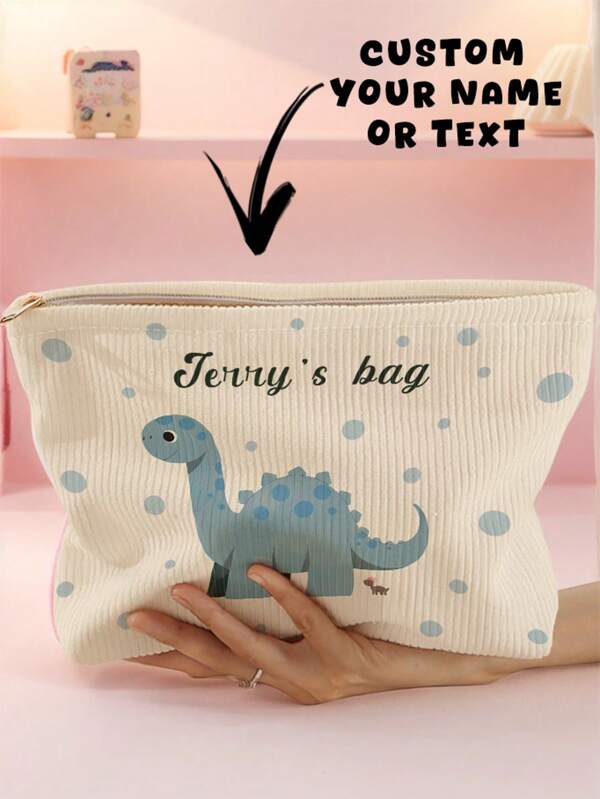 1 bolsa de higiene pessoal de veludo cotelê com estampa de nome personalizada, excelente escolha para armazenar e transportar artigos de higiene pessoal em viagens, pode ser personalizada de acordo com seu design exclusivo, adequada para crianças e adolescentes, imprima seu próprio nome ou dê de presente imprimindo o nome de um amigo ou irmão, multifuncional, ornamental, com letras, elegante, moderno, colorido, fofo, adorável, casual, personalizado, único, personalizado, presentes ideais para ele, presentes ideais para ela