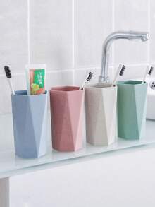 Bathroom Toothbrush And Toothpaste Storage Cup Hexagonal Rhinestone Toothbrush Cup Travel Wash Cup, Household Highly Attractive Wash Cup, Plastic High Temperature Resistant Wash And Brush Cup Back To School