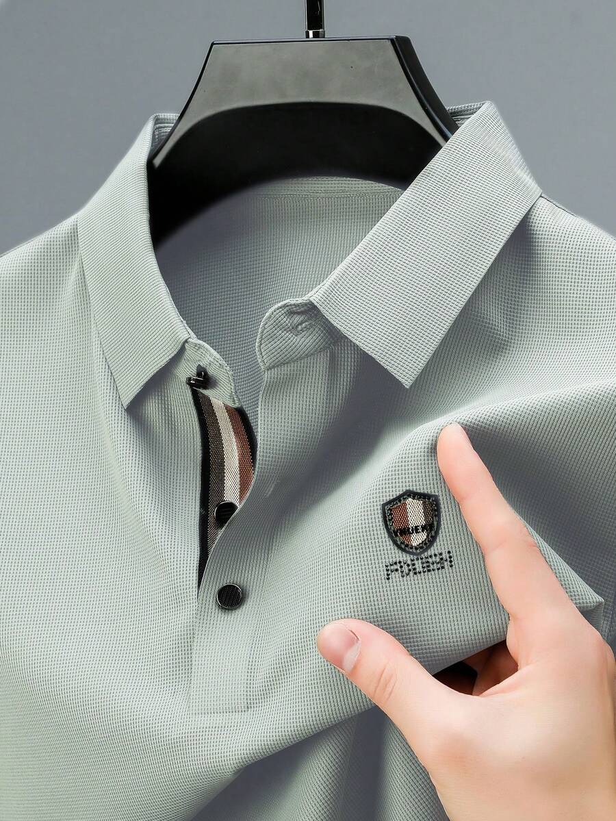 Men's Summer Seamless Breathable Polo Shirt, Light Business Casual Formal Wear