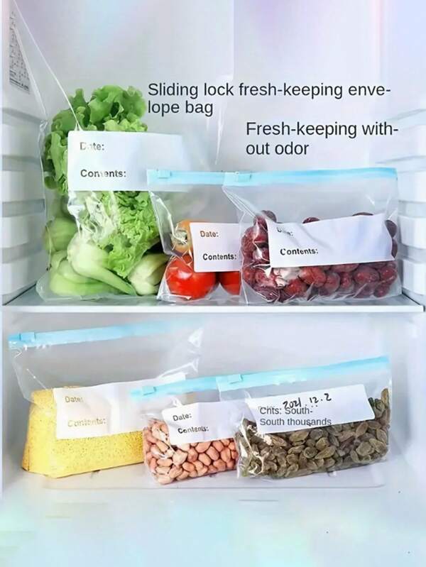 15 Stücke/Set auslaufsichere Reißverschluss Lebensmittel Aufbewahrungsbeutel, transparentes Design, wiederverwendbare Lebensmittel Organizer Beutel aus Material, sicher, geeignet für Obst, Getreide, Gemüse und Fleisch