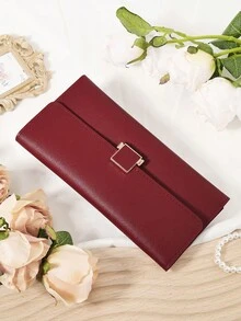 Burgundy Bag Charry Red Bag Wine Red Bag,Fashionable Women's Long Wallet, Coin Wallet, Triple Fold Multi Card Slot Large Capacity Multifunctional Wallet, Women's Elegant Folding Card Slot And Zipper Pocket - Burgundy - View 6