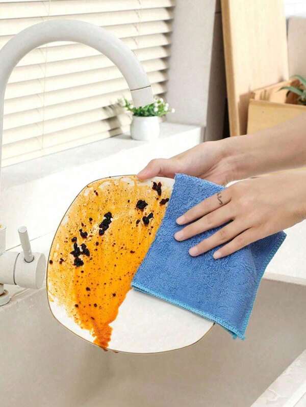 5pcs/10pcs Reusable Random Color Kitchen Cleaning Cloths, Multi-Purpose Lint-Free Dish Cloths For Kitchen And Bathroom Home Cleaning, Highly Absorbent Towels That Are Durable And Easy To Remove Stains And Grease, Cleaning Supplies