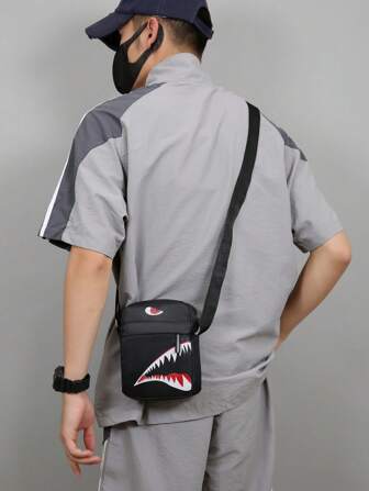 Men's Shoulder Bag INS Messenger Bag Crossbody Bags Polyester Cartoon Casual With Shark Graphic Side Bag Sling Bag Vacation School Holiday Sport Lightweight Gift Teenagers Freshmen Thanksgiving Purse Bag Tote Bag Bum Bag Belt Bag Rider Bag 2000s Style