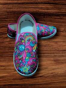 calzado artesanal para dama (paz y amor) - Rosa - Ver 2