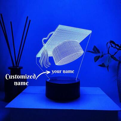 1pc Personalized 2025 Graduation 3D Illusion Night Light - Changeable RGB Colors, Suitable For High School And College Graduates, Graduation Party Decor With Graduation Cap Design,Graduation,Colorful,Kawaii,Minimal Chic,Cute,Custom,Personalized,Unique,Ideal Gifts For Him,Ideal Gifts For Her,Her,Boyfriend,Girlfriend,Family,Friends,Nightlight,Neon Lights,Home Goods,Room Decor,Holiday Decor,For Anniversaries,For Birthdays,For Weddings