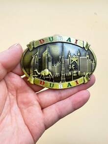 Metal Dubai Magnetic Refrigerator Sticker, Creative Souvenir With Ship, Skyscraper, UAE Design, Burj Khalifa - Multicolor - View 18