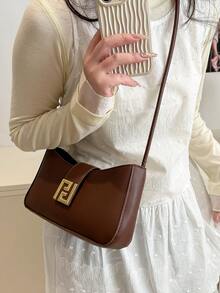 The New Light Luxury Solid Color High-End Versatile Women's Shoulder Bag - Brown - View 5