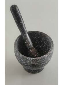 طقم مفرمة ثوم ومطحنة بهارات يدوية من البولي بروبلين مع هاون ومدقة - مثالي لطحن الأعشاب والبهارات، رائع للطبخ المنزلي والمطاعم، مفرمة ثوم